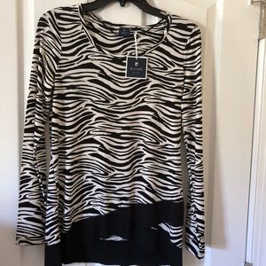 Kaari Blue Black/White Zebra Long Sleeved Top XS
